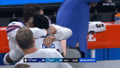 A Cbs Sports Broadcast Of A Football Game Between The Buffalo Bills And The Detroit Tigers GIF