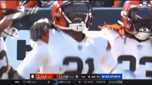 A Cbs Sports Broadcast Of A Football Game Between The Cleveland Browns And The Carolina Panthers GIF
