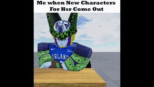 A Cell From Dragon Ball Z Is Sitting At A Table GIF