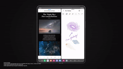 A Cell Phone With A Drawing Of A Galaxy And The Words Our Galaxy GIF