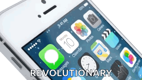 A Cell Phone With The Words Revolutionary On The Bottom GIF