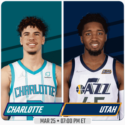 A Charlotte And Utah Basketball Game Is Scheduled For Mar 25 At 07:00 Pm Et GIF