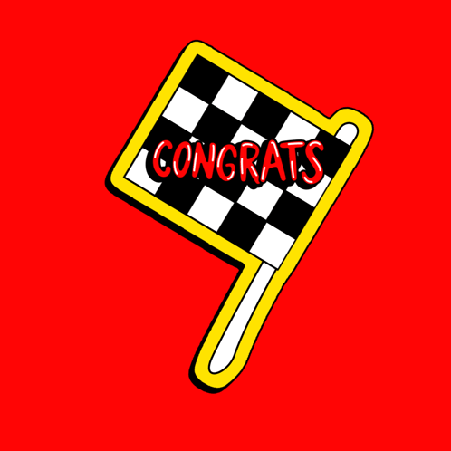 A Checkered Flag With Congrats Written On It GIF