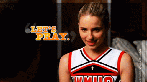 A Cheerleader With The Words Let 'S Pray On The Top GIF