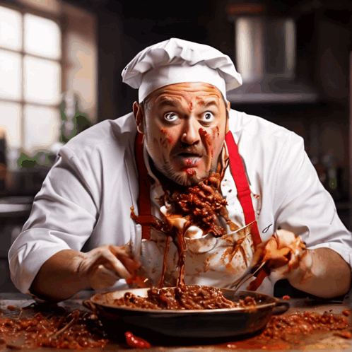 A Chef Is Making A Funny Face While Cooking GIF
