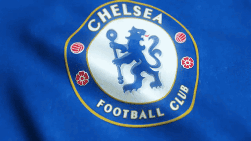 A Chelsea Football Club Logo Is On A Blue Shirt GIF