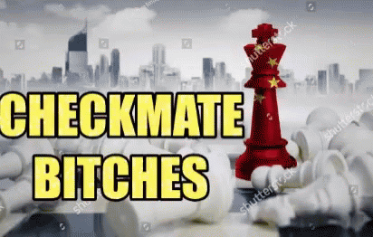 A Chess Board With The Words Checkmate Bitches Written Above It GIF