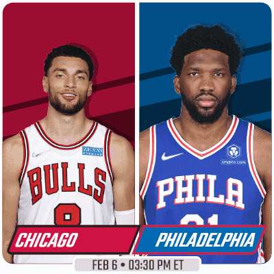 A Chicago Bulls Player And A Philadelphia Bulls Player GIF