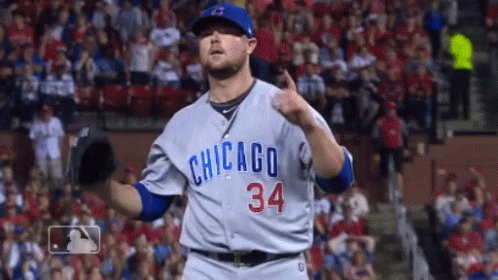 A Chicago Cubs Baseball Player Wearing Number 34 Is Giving A Thumbs Up GIF