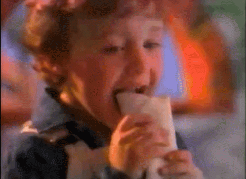 A Child Is Eating A Burrito In A Painting GIF