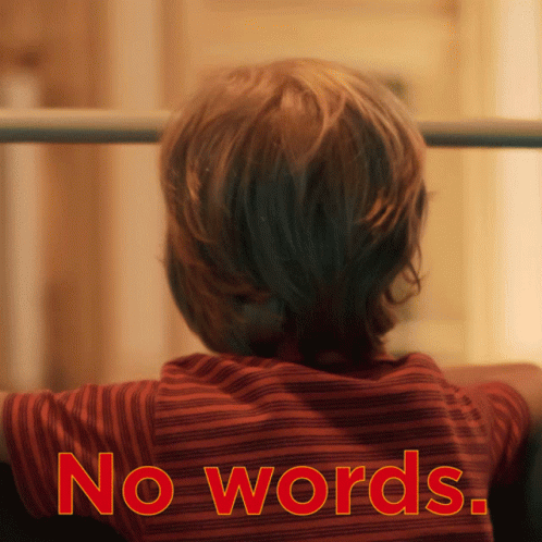 A Child 'S Back Is Shown With The Words " No Words " On The Bottom Right GIF