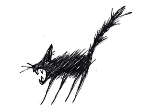 A Child 'S Drawing Of A Cat With Its Mouth Open GIF