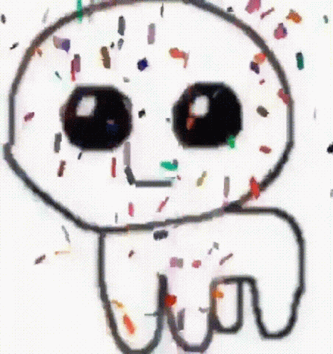 A Child 'S Drawing Of A Skeleton With Confetti Around It GIF