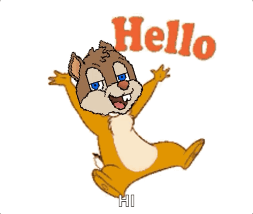 A Chipmunk Is Jumping In The Air With The Words Hello Hi Behind Him GIF