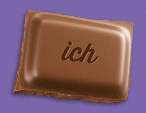A Chocolate Bar That Says Ich On It GIF
