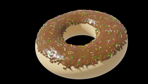 A Chocolate Covered Donut With Sprinkles On It GIF
