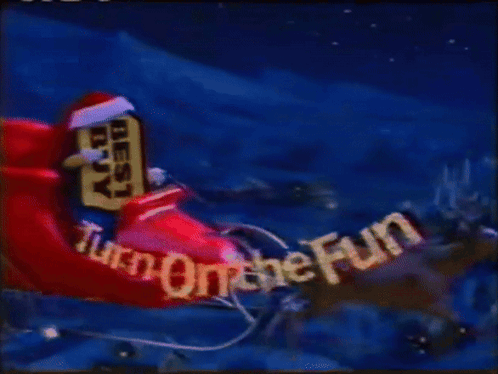 A Christmas Advertisement For Bestbuy.com Shows Santa Claus In A Sleigh GIF