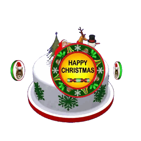 a christmas cake with santa claus and snowman on top