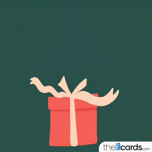 A Christmas Card That Says Happy Holidays With Santa Coming Out Of A Gift Box GIF