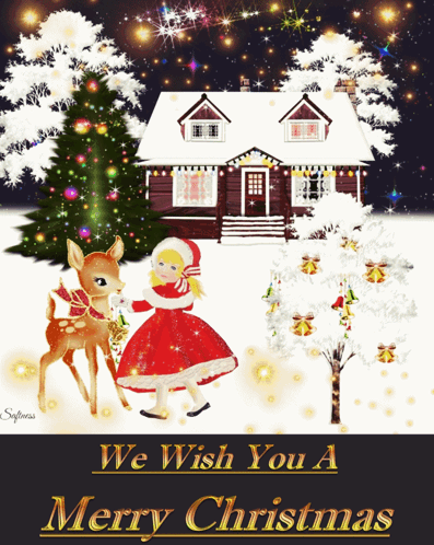 A Christmas Card That Says We Wish You A Merry Christmas On It GIF