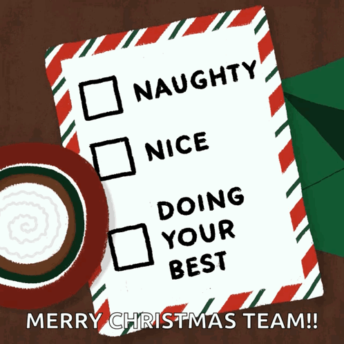 A Christmas Card With Naughty Nice And Doing Your Best Checked GIF