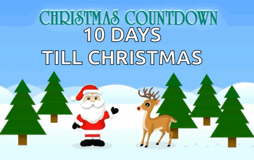 A Christmas Countdown With Santa And A Reindeer GIF
