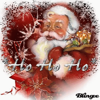 A Christmas Greeting Card With Santa Claus And The Words Ho Ho Ho GIF