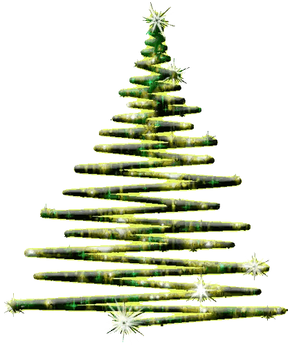 a christmas tree made of green and gold sticks