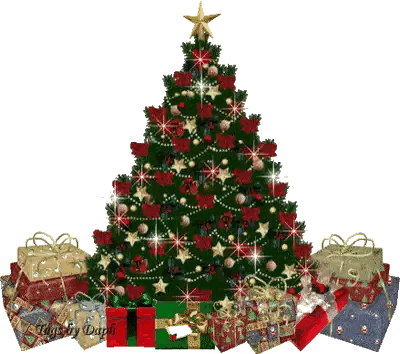 a christmas tree with gifts underneath it and a caption that says happy dupli