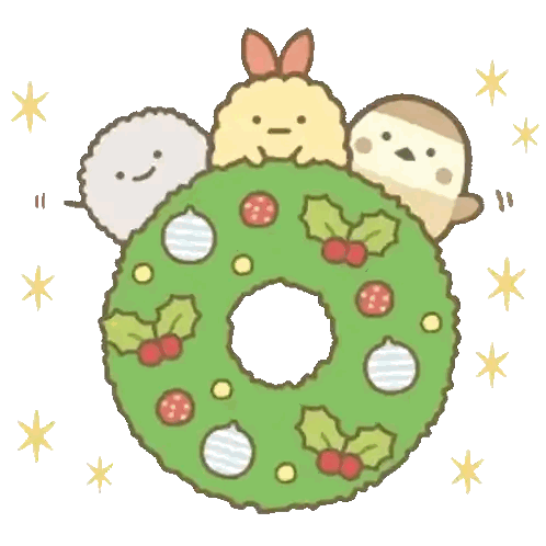 a christmas wreath with a few animals in it