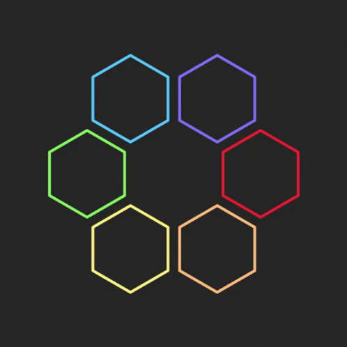 A Circle Of Colored Hexagons On A Dark Background GIF