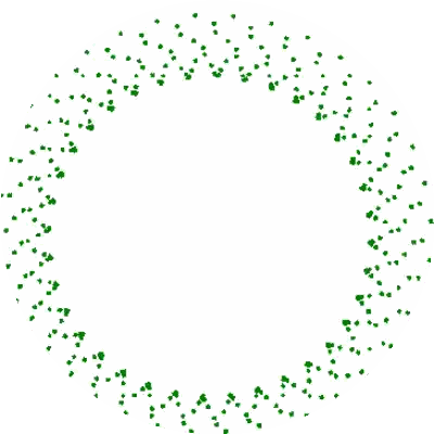 a circle of green hearts and stars on a white background