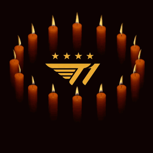 A Circle Of Lit Candles With The Number 71 In The Middle GIF