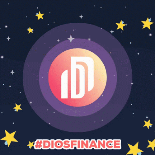 A Circle With The Letter D Inside Of It And #Diosfinance Written Below It GIF
