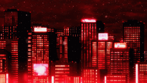 A City Skyline With A Sign That Says Rart GIF