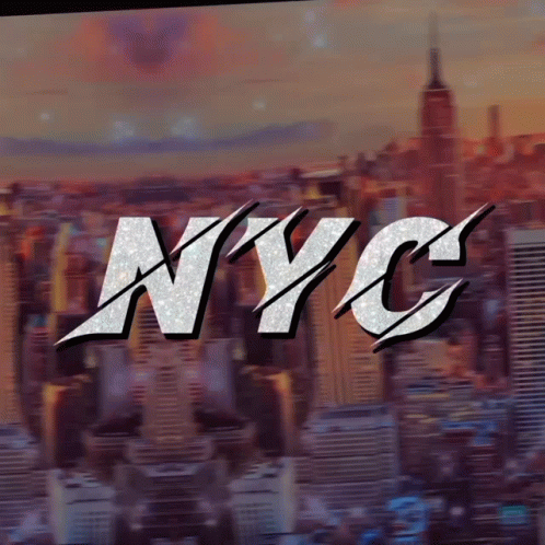 A City Skyline With The Word Nyc In Front Of It GIF