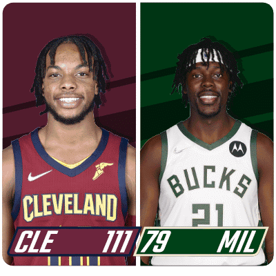 A Cleveland Basketball Player And A Bucks Basketball Player GIF