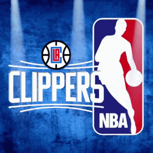 A Clippers Nba Logo With A Basketball Player Holding A Ball GIF