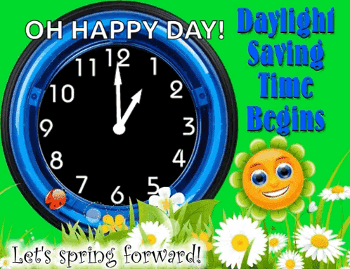 A Clock That Says Daylight Saving Time Begins GIF