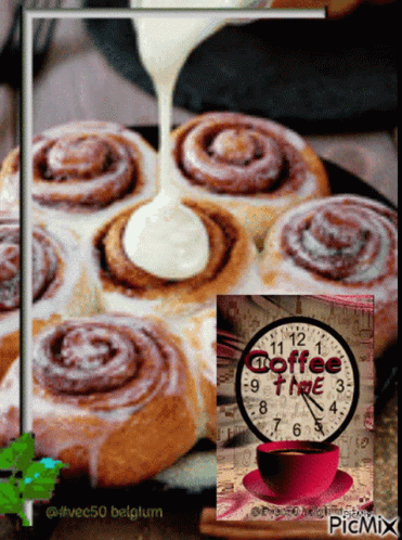 A Clock With The Word Coffee Time On It GIF