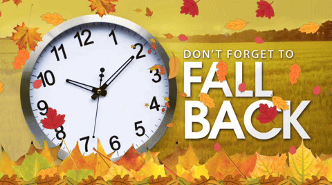 A Clock With The Words " Do N't Forget To Fall Back " On It GIF