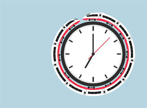 A Clock With Trains Around It And The Words " Always Late " Above It GIF