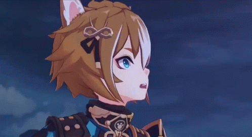 A Close Up Of A Anime Character With A Cat Ear On His Head GIF