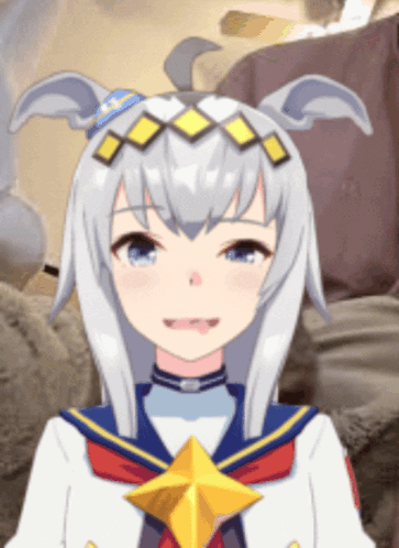 A Close Up Of A Anime Character With A Star On Her Chest GIF