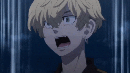 A Close Up Of A Anime Character With A Surprised Look On His Face GIF