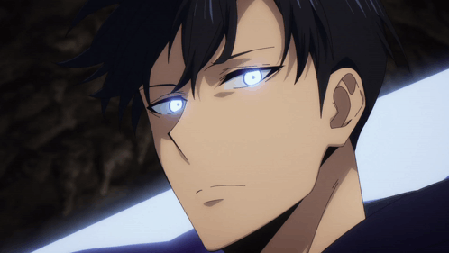 A Close Up Of A Anime Character With Blue Eyes GIF