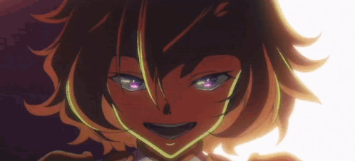 A Close Up Of A Anime Character With Purple Eyes GIF