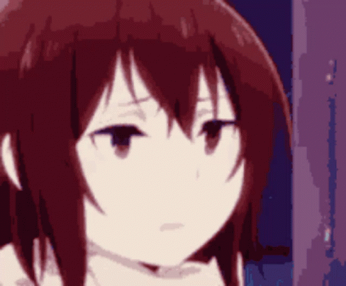 A Close Up Of A Anime Girl 'S Face With A Purple Background GIF