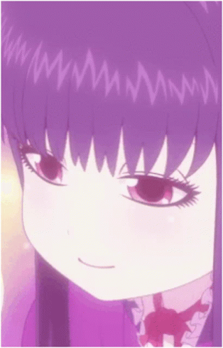 A Close Up Of A Anime Girl With Purple Hair GIF