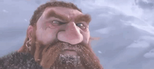 A Close Up Of A Bearded Man 'S Face With A Snowy Nose . GIF